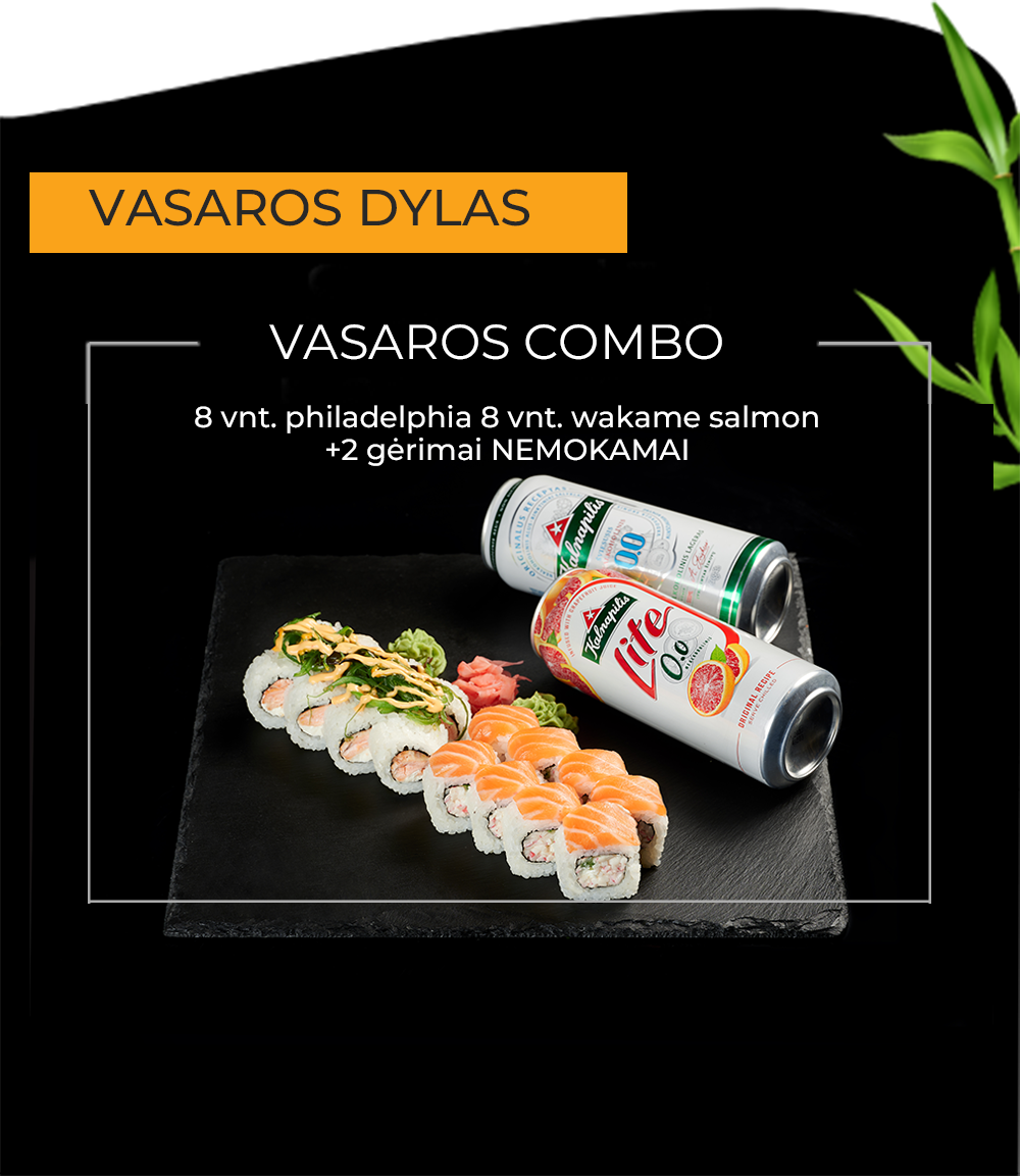 nuolaida, specialus pasiūlymas sushi out suši kalnapilis combo kombo nemokamai akcija philadelphia wakame salmon pietūs